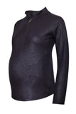 Perla Blanca Women's Black Sequined Maternity Blouse with Zipper Accessories