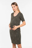 Perla Blanca Women's Green Patterned Breastfeeding Maternity Dress