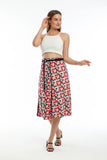 Perla Blanca Women's Multicolored Knee-length Skirt with Belt