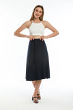 Perla Blanca Women's Navy Blue Belt Detailed Skirt