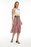 Perla Blanca Women's Multicolored Knee-length Skirt with Belt