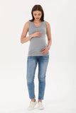 Perla Blanca Gray Maternity T-Shirt with Breastfeeding Straps