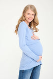 Perla Blanca Light Blue Maternity Blouse with Breastfeeding Feature