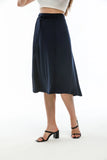 Perla Blanca Women's Navy Blue Belt Detailed Skirt