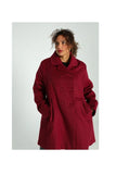 Perla Blanca Burgundy Double-breasted Wide Cut Oversized Premium Cashmere Coat with Button Closure