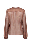 Perla Blanca Brick Tones Transparent Shirt with Lurex Metal Button Detail