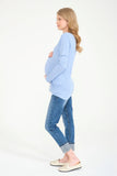 Perla Blanca Light Blue Maternity Blouse with Breastfeeding Feature