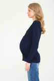 Perla Blanca Navy Blue Maternity Blouse with Breastfeeding Feature