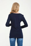 Perla Blanca Navy Blue Maternity Blouse with Breastfeeding Feature