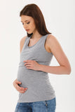 Perla Blanca Gray Maternity T-Shirt with Breastfeeding Straps