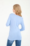 Perla Blanca Light Blue Maternity Blouse with Breastfeeding Feature