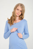 Perla Blanca Light Blue Maternity Blouse with Breastfeeding Feature