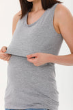 Perla Blanca Gray Maternity T-Shirt with Breastfeeding Straps