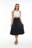 Perla Blanca Women's Navy Blue Belt Detailed Skirt