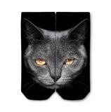 Grey Cat Ankle Socks