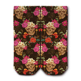 Flowers Skull Ankle Socks