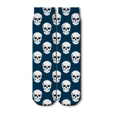 Navy Blue Skull Crew Socks