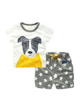 2 Piece Outfit Set Cotton Cartoon Tee Striped Shorts for Toddler Boys