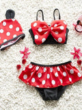 3 Piece Cute Spots Printed Swimwear Set for Baby Girls