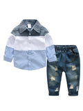 Color Block Shirt Jeans Set for Toddler Boys