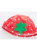 3 Piece Cute Strawberry Pattern Swimwear Bikini Set Halterneck Top Shorts Hat for Girls - Size  6 - Lets Shop US