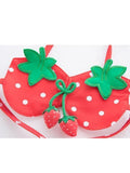 3 Piece Cute Strawberry Pattern Swimwear Bikini Set Halter Neck Top Shorts Hat for Toddler Girls - Lets Shop US