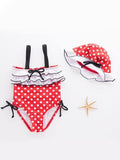 2 Piece Cute Red Dots Swimwear Set for Toddler Girls