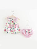 2 Piece Floral Print Shorts & Top Set for Baby Girls