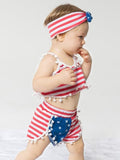 3 Piece Stars Stripes Swimwear Set for Toddler Girls - Lets Shop US