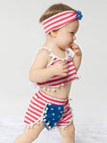 3 Piece Stars Stripes Swimwear Set for Baby Girls - Lets Shop US