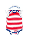 2 Piece Stripes Bodysuit & Headband Set for Baby Girls