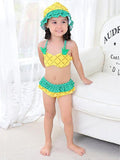 Pineapple Pattern Hat Swimsuit Set for Toddler Girls