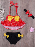 3-piece Bowknot Embellished  Swimsuit for Baby Girls - Lets Shop US