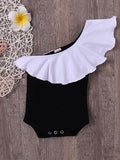 Sleeveless Black Romper Bodysuit for Toddler Girls