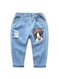 Cool Dog Pattern Jeans Denim for Toddler Boys