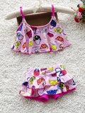 Bag Cartoon Print Swimwear Set for Girls