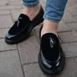 Patent Leather Black Sole Men's Shoes Black