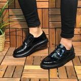 Patent Leather Black Sole Men's Shoes Black