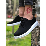 Suede White Sole Men's Shoes Black