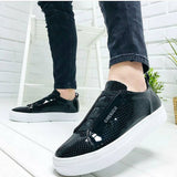 Patent Leather White Sole Men's Shoes Black