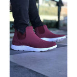 Bordeaux Suede Skin White Sole Men's Boot