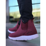 Bordeaux Suede Skin White Sole Men's Boot