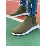 Khaki Suede Skin White Sole Men's Boot