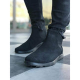 Black Suede Skin Black Sole Men's Boot