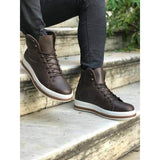 Brown Skin White Sole Men's Boot