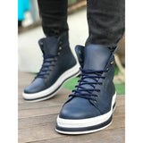 Navy Blue Skin White Sole Men's Boot