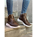 Brown Skin White Sole Men's Sport Boot