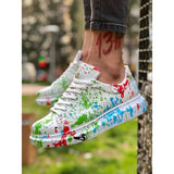 White Sole Men's Shoes Multicolor Printed