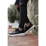 White Sole Men's Shoes Black