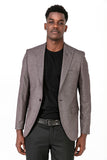 Slim Fit Brown Fabric Jacket